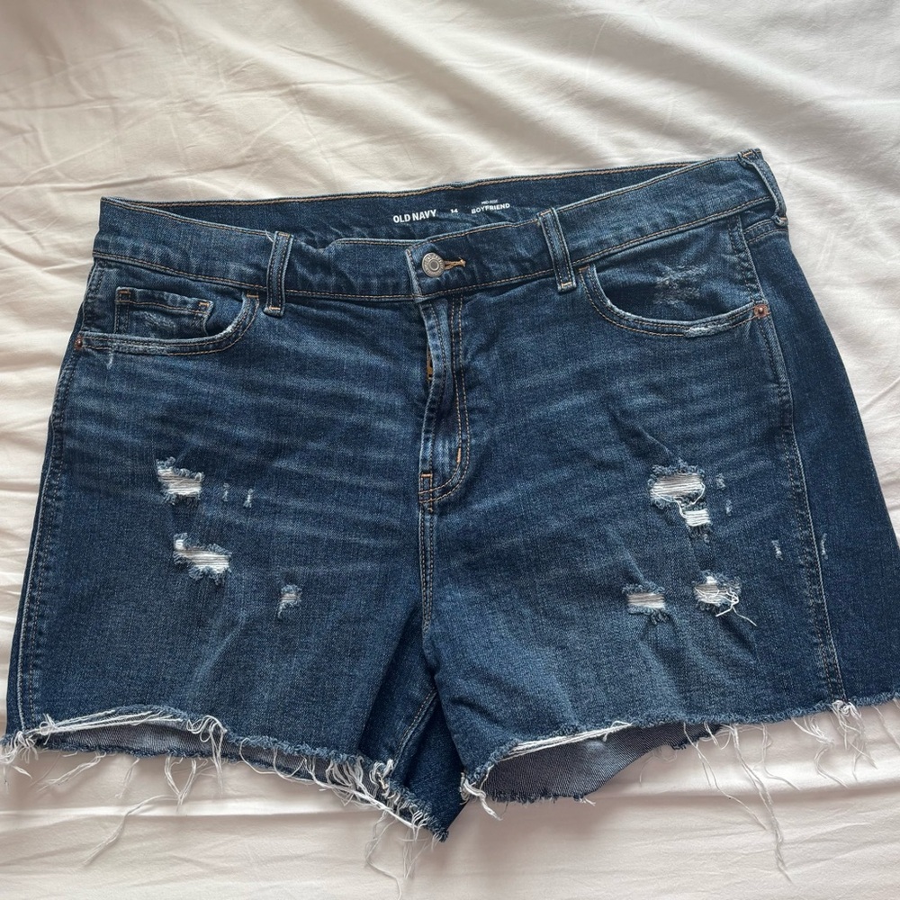 Old Navy Women's Ripped Jean Shorts - Dark Blue